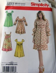 3777 BABY DOLL EMPIRE DRESS LENGTHS SLEEVES OR NOT PATTERN 12-20